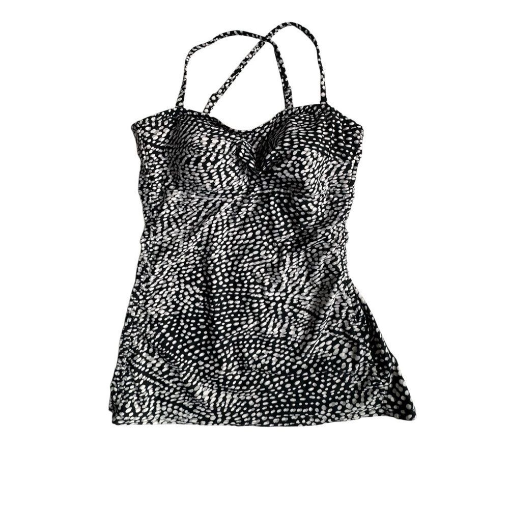 Christina Swim Tankini Polka Dot Black White Gray SZ 12
